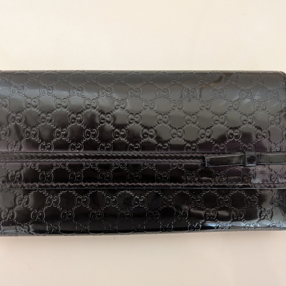 Gucci Guccisima Patent Leather Deep Purple Long Snap Wallet - Picture 3 of 16